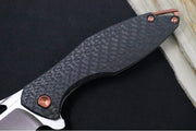Koenig Arius - Standard With Black Carbon Fiber - Stonewashed Blade with Polished Flats - Rose Gold DLC Hardware & Spacer (Gen 4) - Northwest Knives
