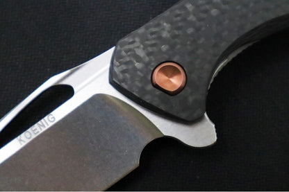 Koenig Arius - Standard With Black Carbon Fiber - Stonewashed Blade with Polished Flats - Rose Gold DLC Hardware & Spacer (Gen 4)