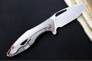 Koenig Arius - Standard With Black Carbon Fiber - Stonewashed Blade with Polished Flats - Rose Gold DLC Hardware & Spacer (Gen 4) - Northwest Knives