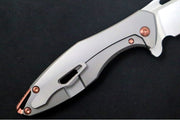 Koenig Arius - Standard With Black Carbon Fiber - Stonewashed Blade with Polished Flats - Rose Gold DLC Hardware & Spacer (Gen 4) - Northwest Knives