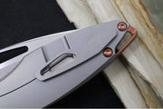 Koenig Arius - Standard With Black Carbon Fiber - Stonewashed Blade with Polished Flats - Rose Gold DLC Hardware & Spacer (Gen 4) - Northwest Knives