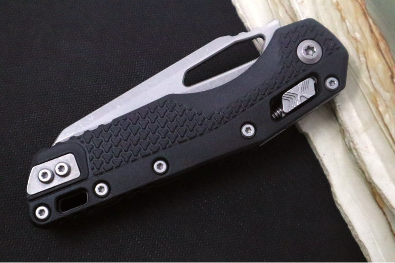 Microtech MSI Manual Folder - Apocalyptic Finished Blade / Black Polymer w/ Trim-Grip Handle 210T-10APPMBK - Northwest Knives