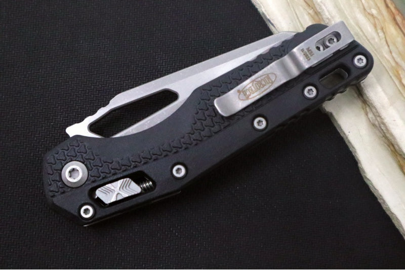 Microtech MSI Manual Folder - Apocalyptic Finished Blade / Black Polymer w/ Trim-Grip Handle 210T-10APPMBK