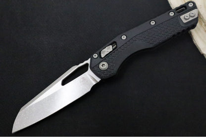 Microtech MSI Manual Folder - Stonewashed Finished Blade / Black Polymer w/ Trim-Grip Handle 210T-10PMBK