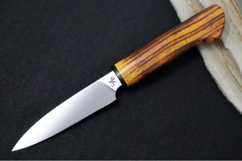 Corey Dunlap Custom Knives - Inazuma 3.5" Paring Knife - Western Styled Charred Osage Handle ZC00062591