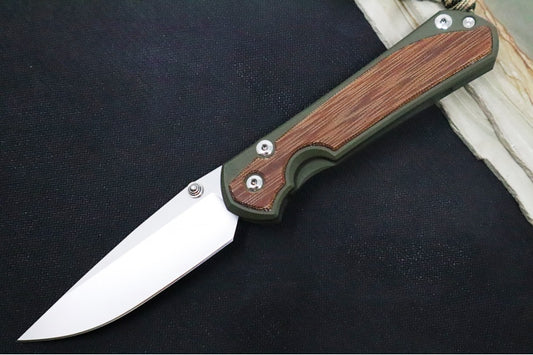 Chris Reeve Knives Large Sebenza 31 NWK Exclusive - Drop Point Blade / CPM-Magnacut Steel / OD Green Cerakote Handle with Natural Micarta / Camo Lanyard L31-1709