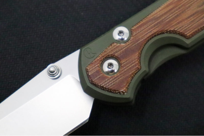 Chris Reeve Knives Large Sebenza 31 NWK Exclusive - Drop Point Blade / CPM-Magnacut Steel / OD Green Cerakote Handle with Natural Micarta / Camo Lanyard L31-1709