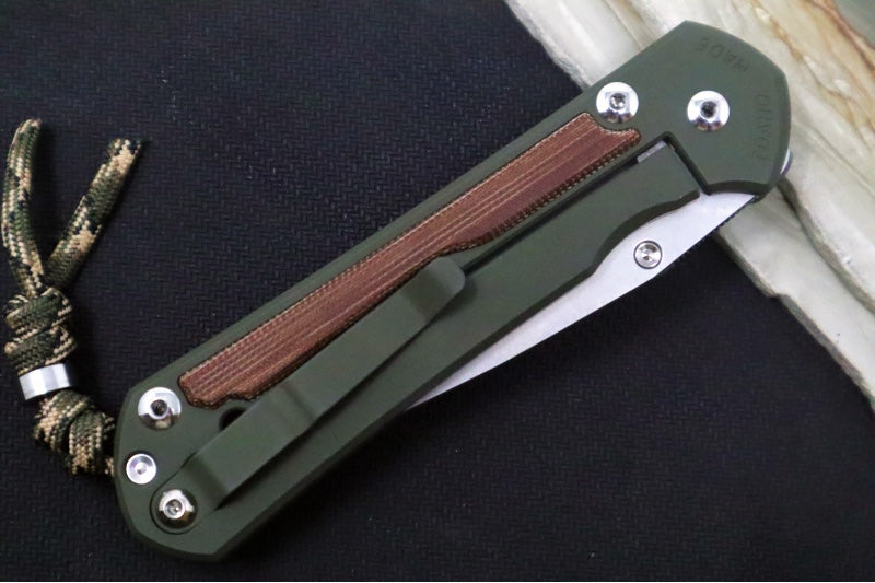 Chris Reeve Knives Large Sebenza 31 NWK Exclusive - Drop Point Blade / CPM-Magnacut Steel / OD Green Cerakote Handle with Natural Micarta / Camo Lanyard L31-1709 - Northwest Knives
