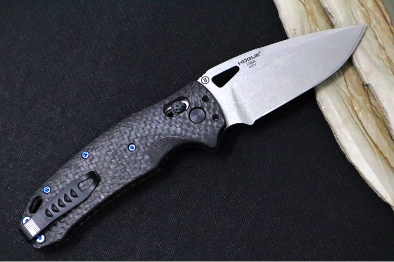 Hogue Knives SIG K320 Collector Series Folder - Black Carbon Fiber Handle / Tumbled Finished Drop Point Blade 36391-LIM