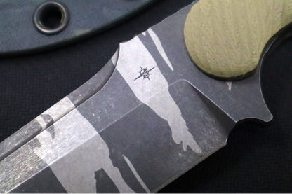 Toor Knives Valor Tropic Thunder - Tiger Stripe Black Oxide Finished Blade / CPM-3V Steel / OD Green G-10 Handle / Kydex Sheath 850049642248