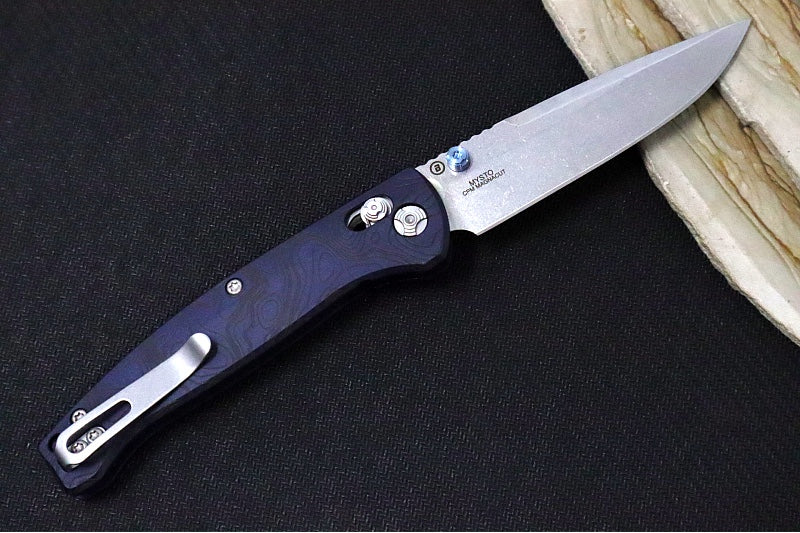 Hogue Knives Water Series Mysto - Blackwash Finish / Clip Point Blade / CPM-Magnacut Steel / Topographic Blue Canyon Richlite Handles / AXIS Lock 24456