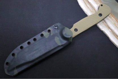 Toor Knives Valor Tropic Thunder - Tiger Stripe Black Oxide Finished Blade / CPM-3V Steel / OD Green G-10 Handle / Kydex Sheath 850049642248