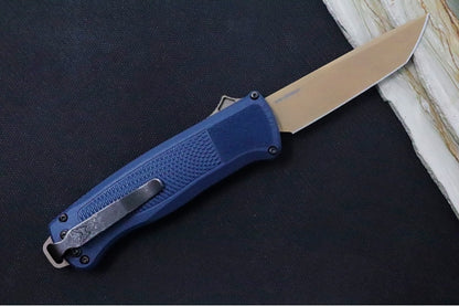 Benchmade 5370FE-01 Shootout OTF - Flat Earth Coated Blade / Tanto Style / Crater Blue CF-Elite Handle