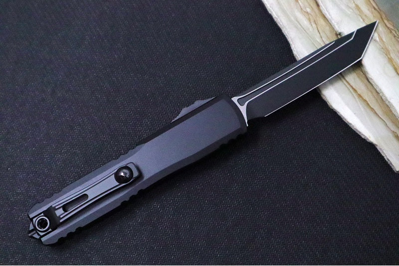 Microtech Ultratech Gen IV OTF - Black Finish / Tanto Blade / Black Anodized Aluminum Handle 11234-1T