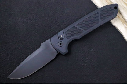 Pro Tech Rockeye OPERATOR Auto - Black Aluminum Handle / Tritium Push Button / Black CPM-S35VN Blade LG307-OPERATOR