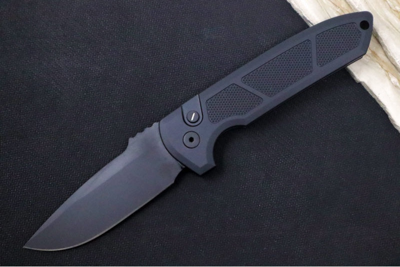 Pro Tech Rockeye OPERATOR Auto - Black Aluminum Handle / Tritium Push Button / Black CPM-S35VN Blade LG307-OPERATOR - Northwest Knives