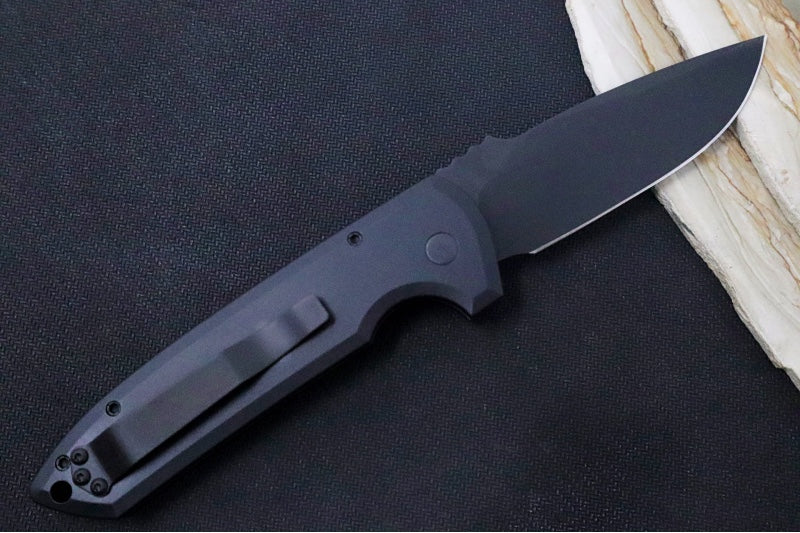 Pro Tech Rockeye OPERATOR Auto - Black Aluminum Handle / Tritium Push Button / Black CPM-S35VN Blade LG307-OPERATOR - Northwest Knives