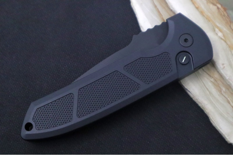 Pro Tech Rockeye OPERATOR Auto - Black Aluminum Handle / Tritium Push Button / Black CPM-S35VN Blade LG307-OPERATOR - Northwest Knives
