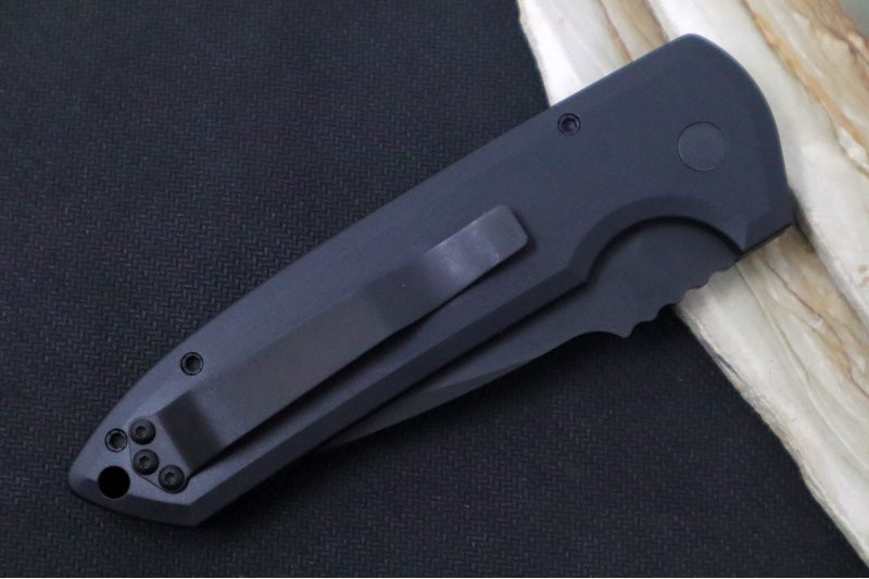 Pro Tech Rockeye OPERATOR Auto - Black Aluminum Handle / Tritium Push Button / Black CPM-S35VN Blade LG307-OPERATOR - Northwest Knives