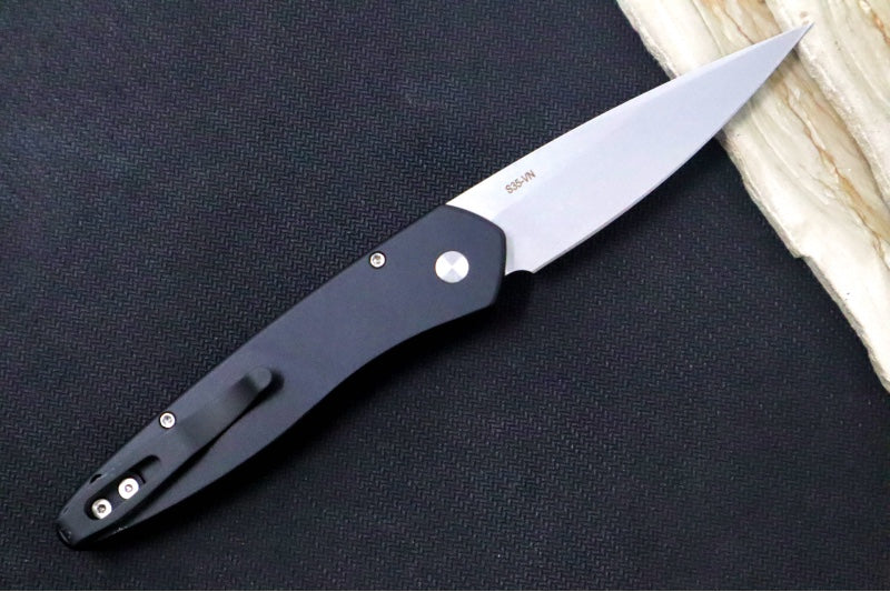 Pro Tech Newport Auto - Black Handle - S35VN Stonewash Blade