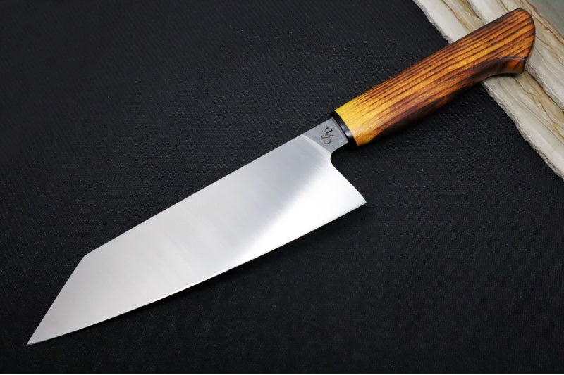 Corey Dunlap Custom Knives - 7.25" Bunka Knife - Western Styled Charred Ojage Handle ZC00062583