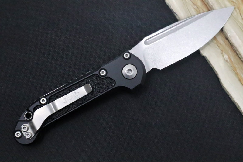 Microtech L.U.D.T Gen III - Stonewash Finish / Drop Point Blade / Black Aluminum Handle - 1135-10