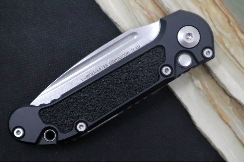 Microtech L.U.D.T Gen III - Stonewash Finish / Drop Point Blade / Black Aluminum Handle - 1135-10
