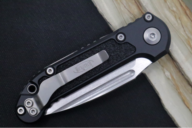 Microtech L.U.D.T Gen III - Stonewash Finish / Drop Point Blade / Black Aluminum Handle - 1135-10