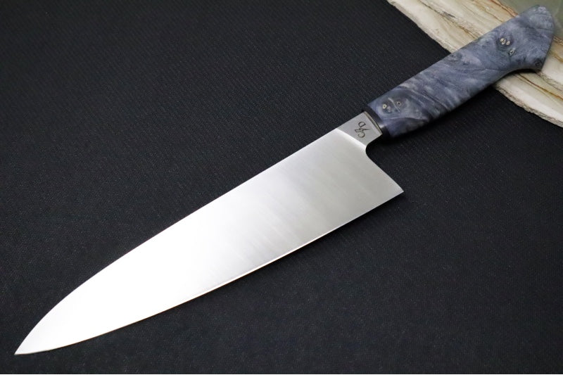 Corey Dunlap Custom Knives - 8.5" Chef's Knife - Western Chef Styled Burlwood Handle ZC00062574