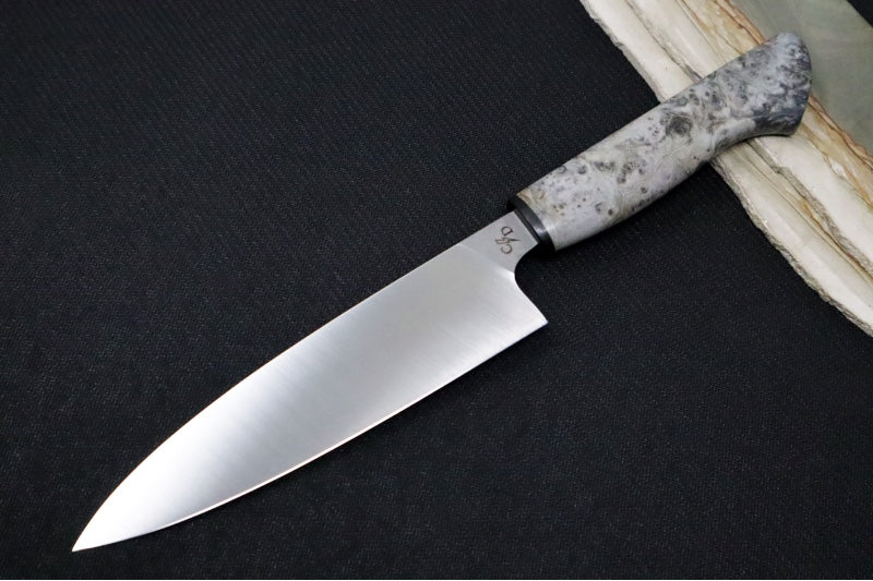 Corey Dunlap Custom Knives - 6" Petty Knife - Western Styled Burlwood Handle ZC00062585