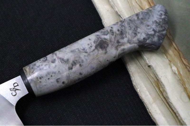 Corey Dunlap Custom Knives - 6" Petty Knife - Western Styled Burlwood Handle ZC00062585