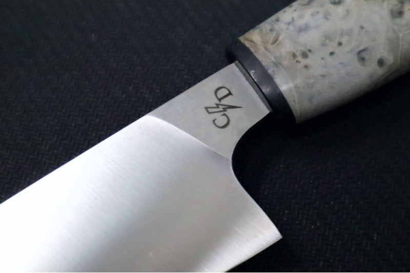 Corey Dunlap Custom Knives - 6" Petty Knife - Western Styled Burlwood Handle ZC00062585