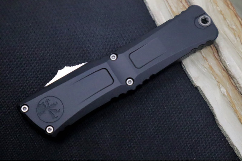 Microtech Combat Troodon OTF Gen III - Stonewash Finish / Dagger Blade with Partial Serrate / Black Handle - 1142-11 - Northwest Knives