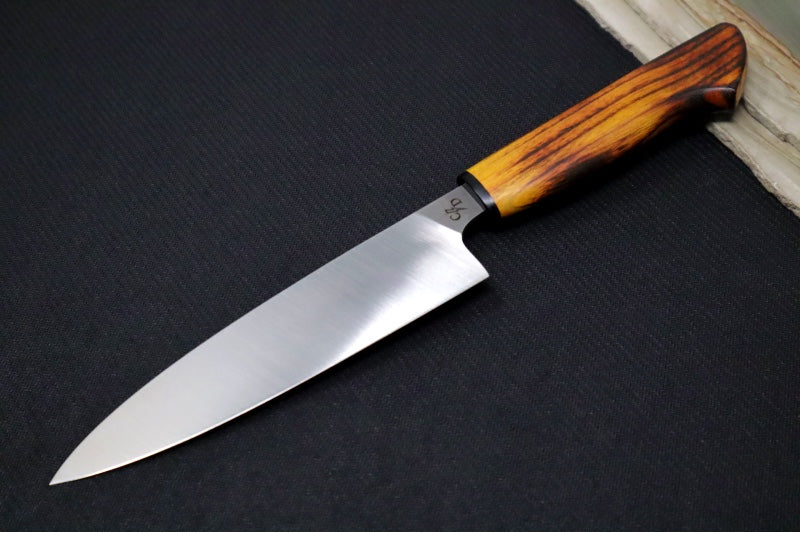 Corey Dunlap Custom Knives - 6" Petty Knife - Western Styled Charred Osage Handle ZC00062586 - Northwest Knives