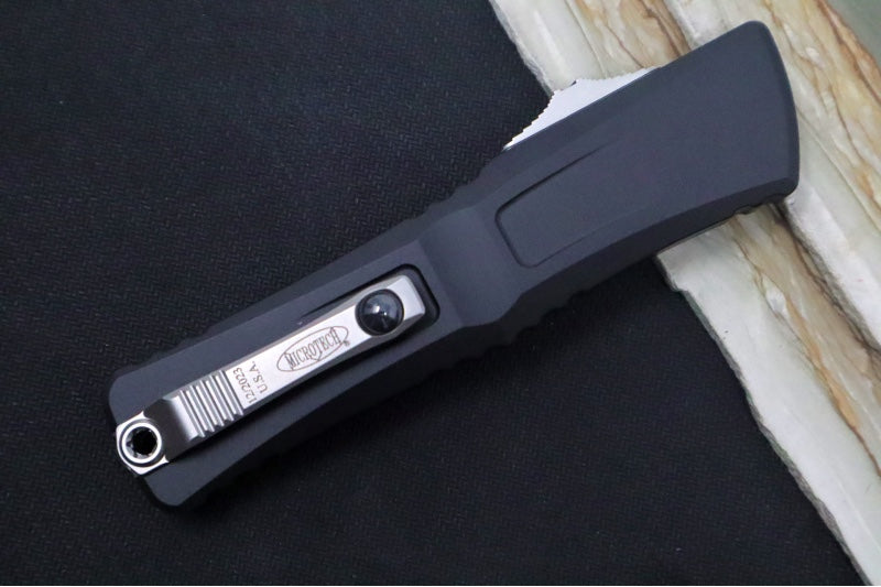 Microtech Combat Troodon OTF Gen III - Stonewash Finish / Dagger Blade with Partial Serrate / Black Handle - 1142-11