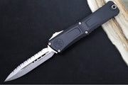 Microtech Combat Troodon OTF Gen III - Stonewash Finish / Dagger Blade with Full Serrate / Black Handle - 1142-12 - Northwest Knives