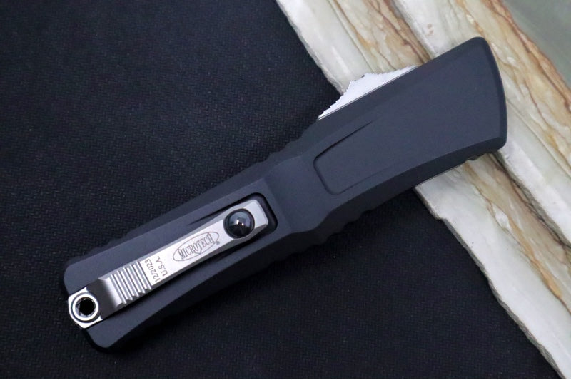 Microtech Combat Troodon OTF Gen III - Stonewash Finish / Dagger Blade with Full Serrate / Black Handle - 1142-12