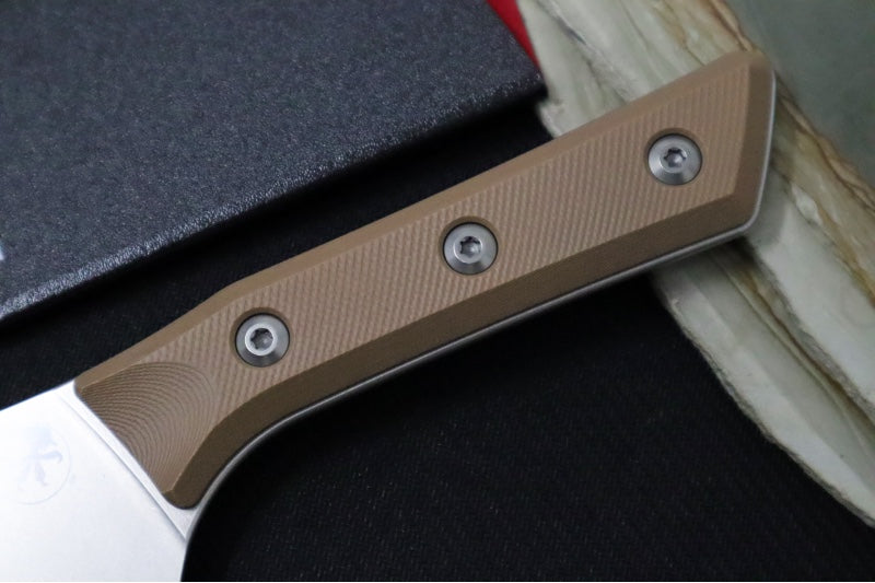 Microtech Santoku Knife - M390MK Steel / Stonewashed Finish / Coyote Tan G-10 Handle 3200-10CE