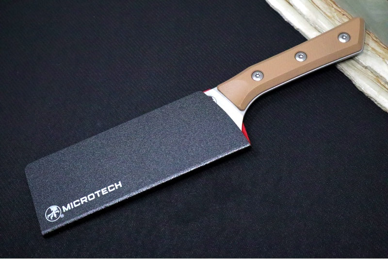 Microtech Santoku Knife - M390MK Steel / Stonewashed Finish / Coyote Tan G-10 Handle 3200-10CE