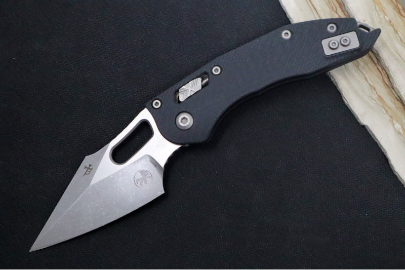 Microtech Stitch RAM-Lock Manual - Wharncliffe Blade / Apocalyptic Finish / Black Fluted G-10 Handle 169RL-10APFLGTBK - Northwest Knives