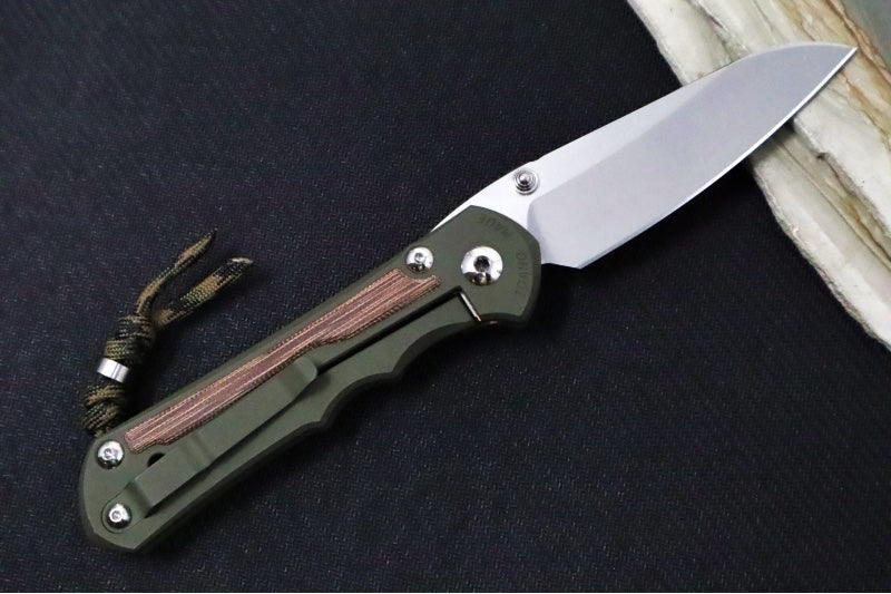 Chris Reeve Knives Large Inkosi NWK Exclusive - Insingo Blade / CPM-Magancut Steel / OD Green Cerakote Handle & Natural Micarta Inlay / Camo Lanyard with Bead LIN-1614