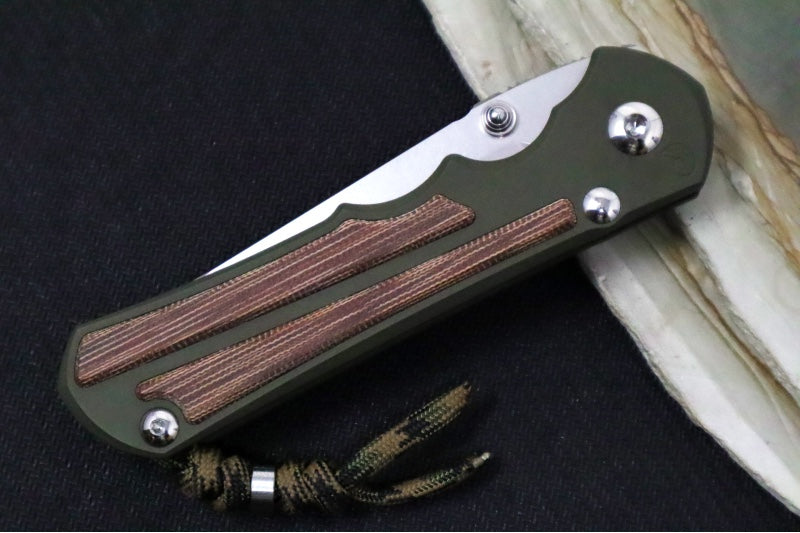 Chris Reeve Knives Large Inkosi NWK Exclusive - Insingo Blade / CPM-Magancut Steel / OD Green Cerakote Handle & Natural Micarta Inlay / Camo Lanyard with Bead LIN-1614 - Northwest Knives