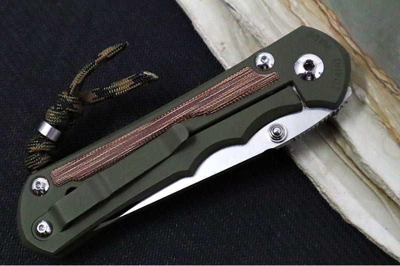 Chris Reeve Knives Large Inkosi NWK Exclusive - Insingo Blade / CPM-Magancut Steel / OD Green Cerakote Handle & Natural Micarta Inlay / Camo Lanyard with Bead LIN-1614 - Northwest Knives