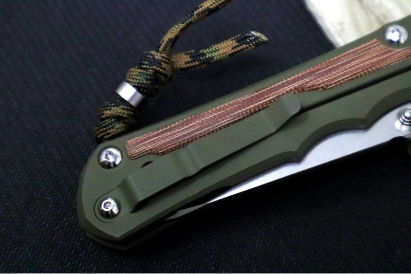 Chris Reeve Knives Large Inkosi NWK Exclusive - Insingo Blade / CPM-Magancut Steel / OD Green Cerakote Handle & Natural Micarta Inlay / Camo Lanyard with Bead LIN-1614