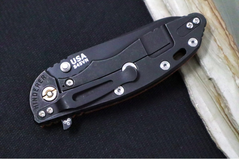 Rick Hinderer Knives XM-18 - Tri Way Pivot- 3.5" Sheepsfoot Blade / Battle Black Finish / Orange G-10 Handle / Battle Black Finished Frame / CPM-S45VN Steel