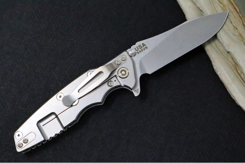 Rick Hinderer Knives Eklipse 3.5" - Hollow Ground Slicer Blade / CPM-S45VN Steel / OD Green G-10 & Titanium Handle ZC00062597