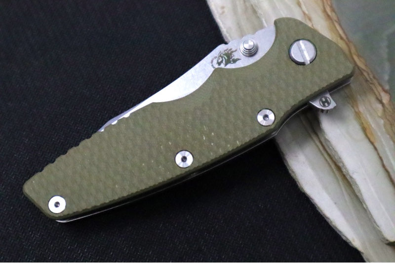 Rick Hinderer Knives Eklipse 3.5" - Hollow Ground Slicer Blade / CPM-S45VN Steel / OD Green G-10 & Titanium Handle ZC00062597