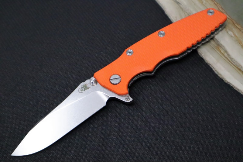 Rick Hinderer Knives Eklipse 3.5" - Hollow Ground Slicer Blade / CPM-S45VN Steel / Orange G-10 & Titanium Handle ZC00062599