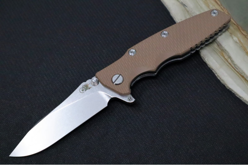Rick Hinderer Knives Eklipse 3.5" - Hollow Ground Slicer Blade / CPM-S45VN Steel / FDE G-10 & Titanium Handle ZC00062600 - Northwest Knives