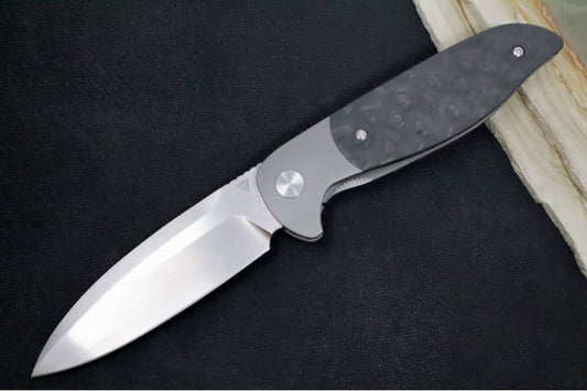 Jim Skelton Knives Caladan V2 - Black Carbon Fiber & Titanium Handle / Satin Flats / Drop Point Blade / CPM-S90V Steel